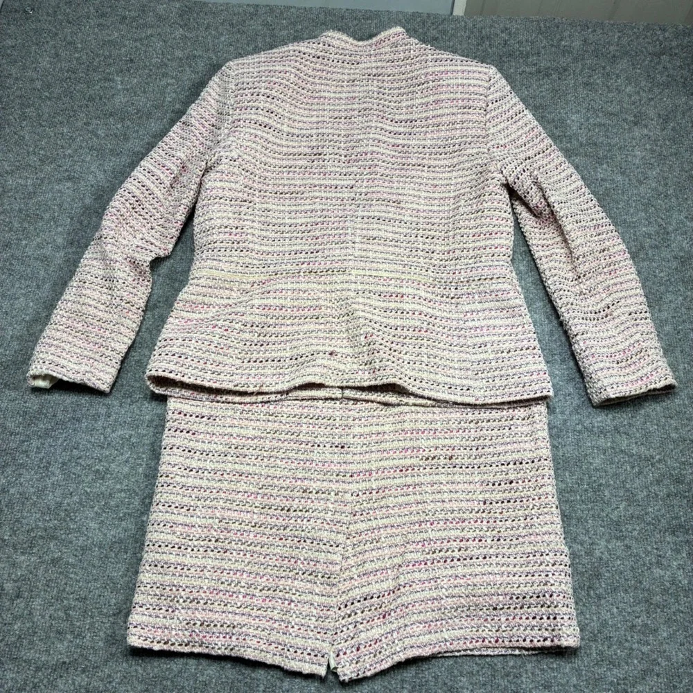 Kasper‎ Tweed Skirt Suit Womens 10 Pink Purple Open Jacket Career Wear